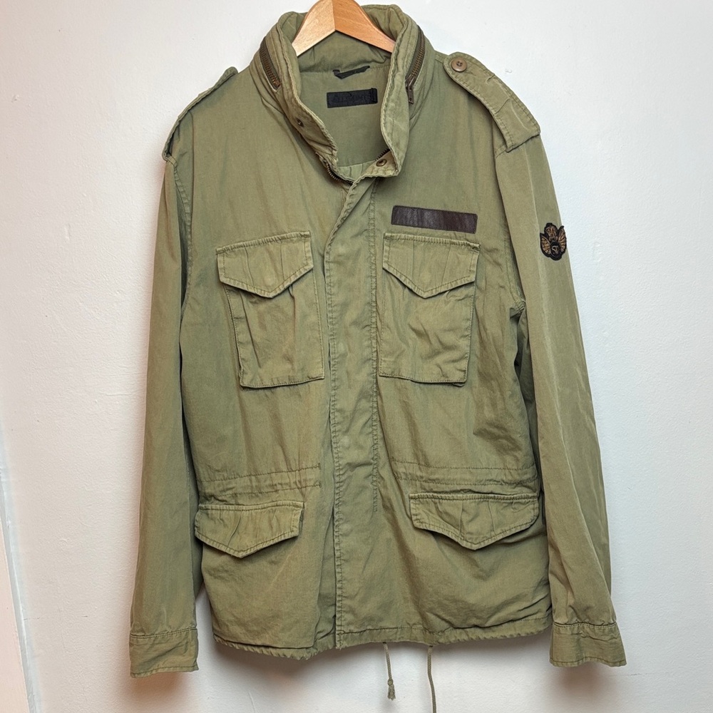 All Saints Men’s Military Field Jacket Green Large Army‎ Hooded